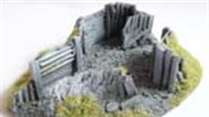 Resin and plastic battlefield diorama and wargame details. Shell craters, fox holes, trenches and emplacements.