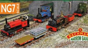 Bachmann NG7 range of narrow gauge models in 7mm O scale for 16.5mm OO/HO gauge track. Quarry Hunslet and slate quarry wagons