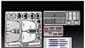 Super detailing part sets for plastic car kits plus roadside and garage accessories for diorama display.