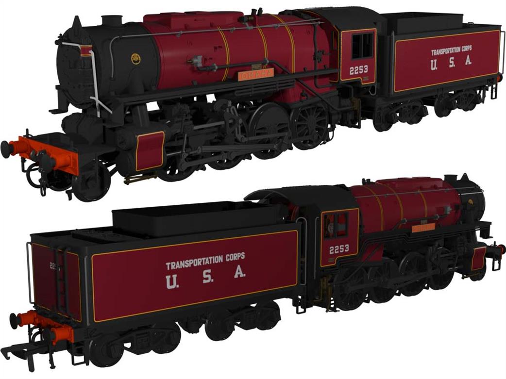 Rapido Trains OO gauge model 926008 USATC 2253 Omaha S160 2-8-0 maroon preserved Paington Dartmouth