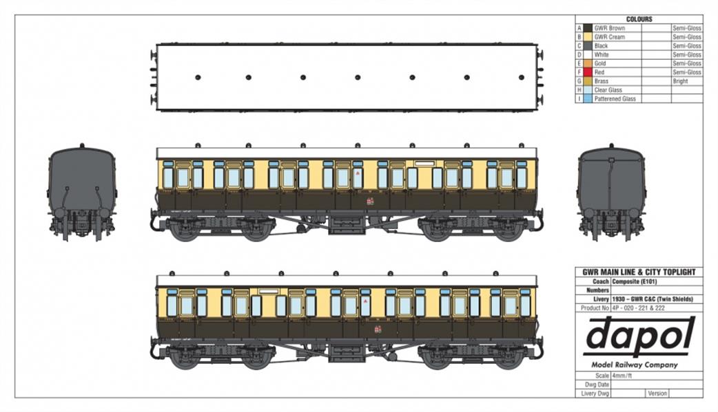 Dapol OO gwr toplight suburban composite coach artwork