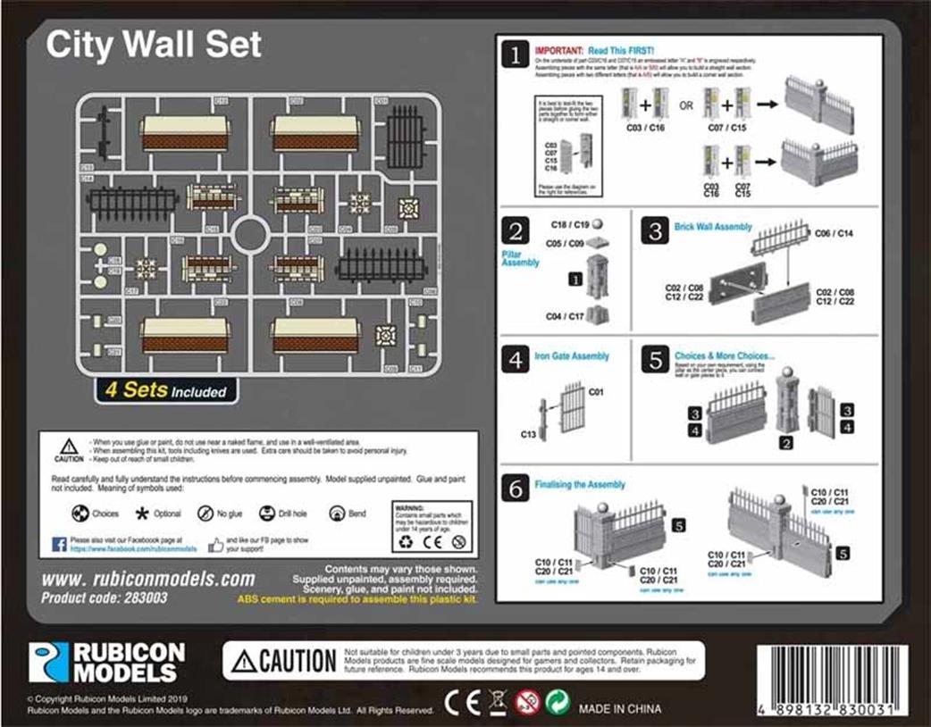 rubicon plastic model kit 283003 town city walls pack