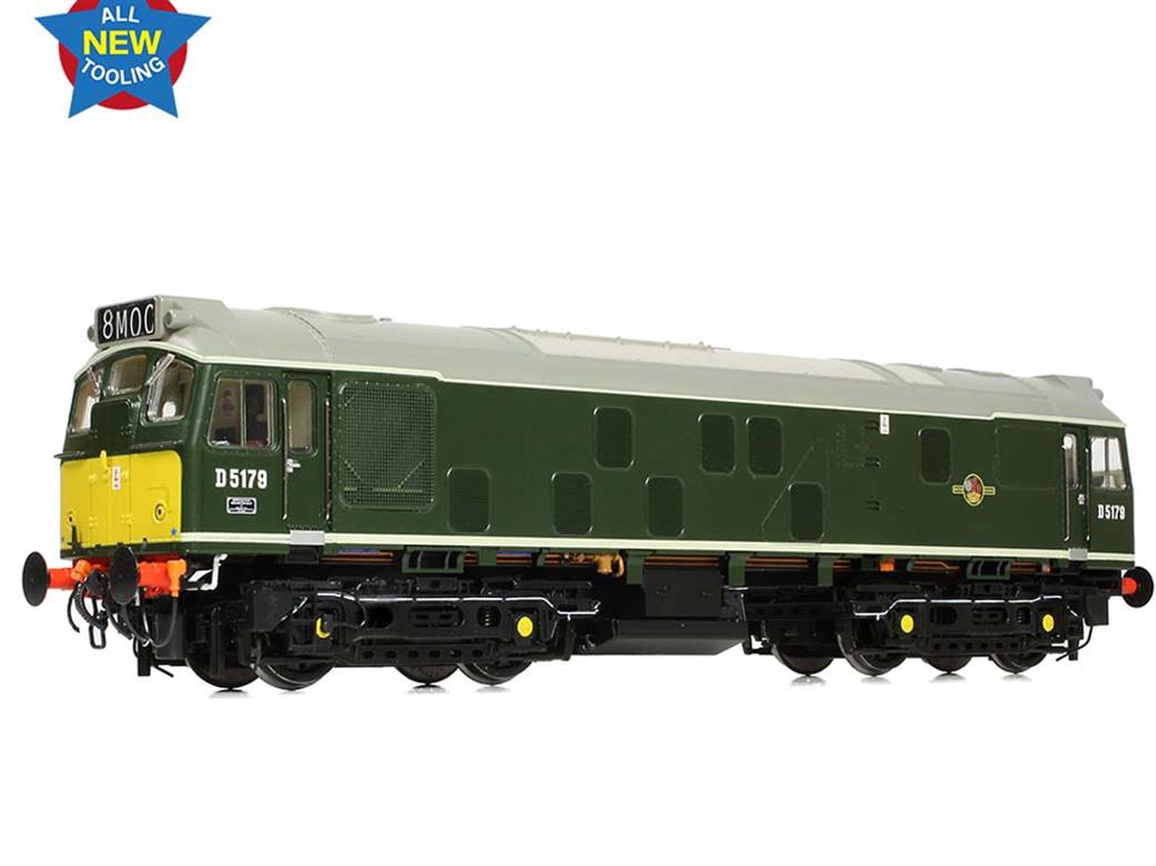 Bachmann OO gauge model 32-343A BR class 25/1 diesle locomotive D5179 plain green with small warning panels