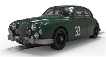 Immerse yourself in the elegance and grace of classic racing with the Jaguar MK1, driven by the legendary Mike Hawthorn! This timeless Scalextric car captures the spirit of vintage motorsport, with its sleek lines and iconic styling making it a standout addition to any collection. From its smooth handling to its powerful engine, every aspect of the MK1 was designed to deliver an unforgettable driving experience. This car was as synonymous with Mike Hawthorn as his World Championship winning Ferrari Dino, and so this Jaguar is an ideal addition to your collection of cars from the first British F1 World Champion.