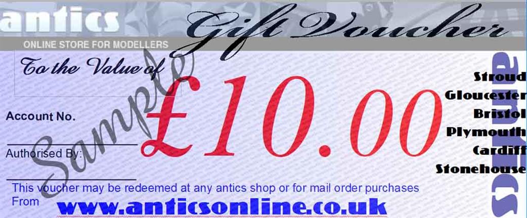 Antics GV2 £10.00 Gift Voucher Always In stock!