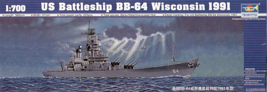 Trumpeter 1/700 05706 US Battleship BB-64 Wisconsin 1991 Modern