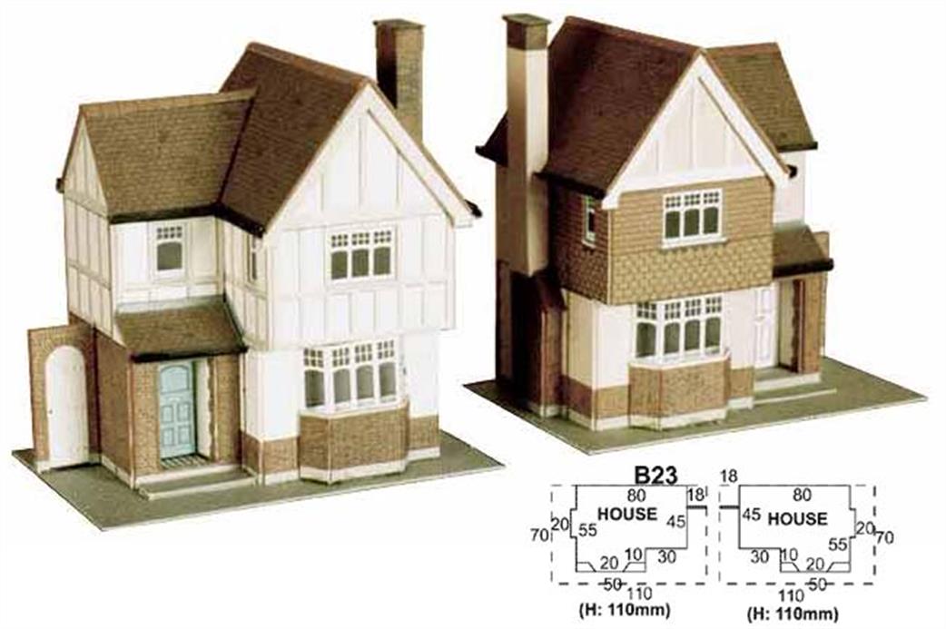 Superquick OO B23 Two Detached Houses Printed Card Kits