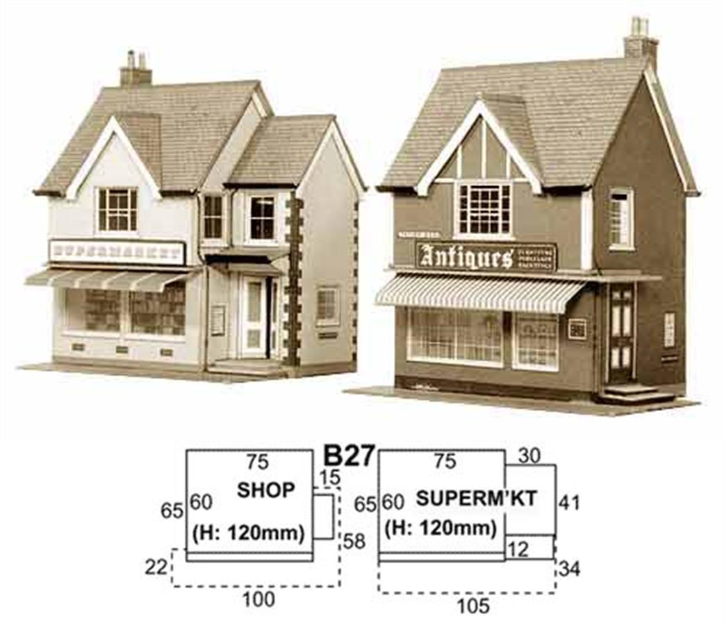 Superquick OO B27 Supermarket and Shop Printed Card Kit