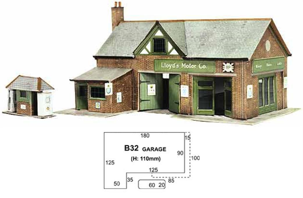 Superquick OO B32 Country Garage and Petrol Pump Printed Card Kit