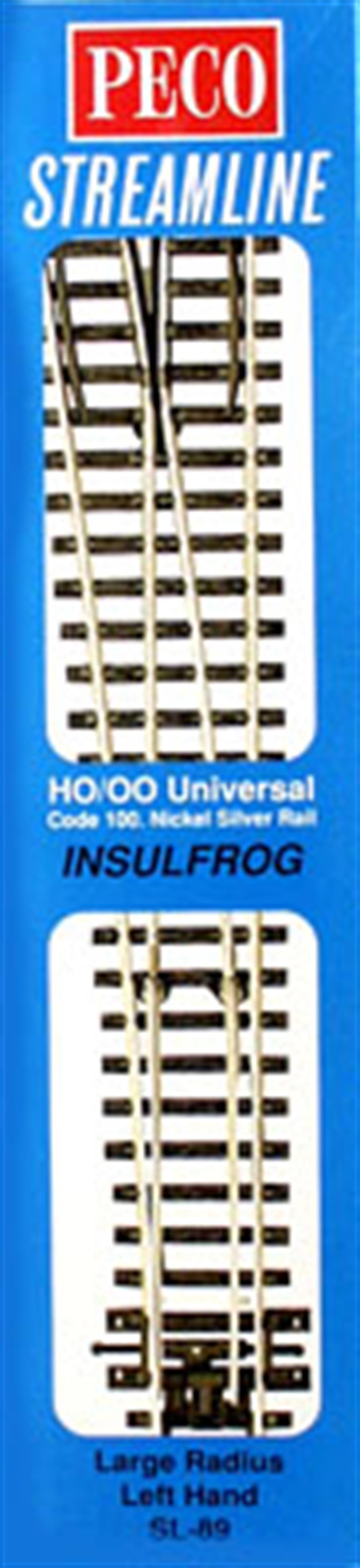 Peco OO/HO SL-89 Streamline Turnout L/H Large Radius Insulfrog