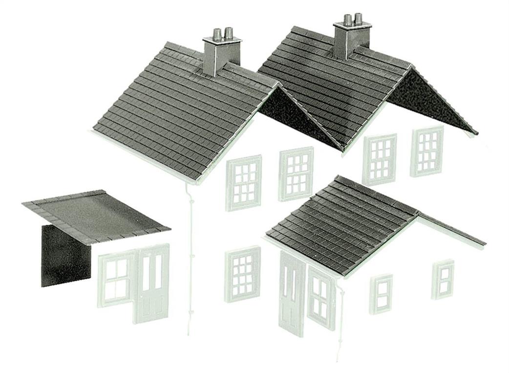 Peco OO LK-79 Kit 2, Slate Roofs, Ridge Tiles, Flat Roofs, Chimneys etc