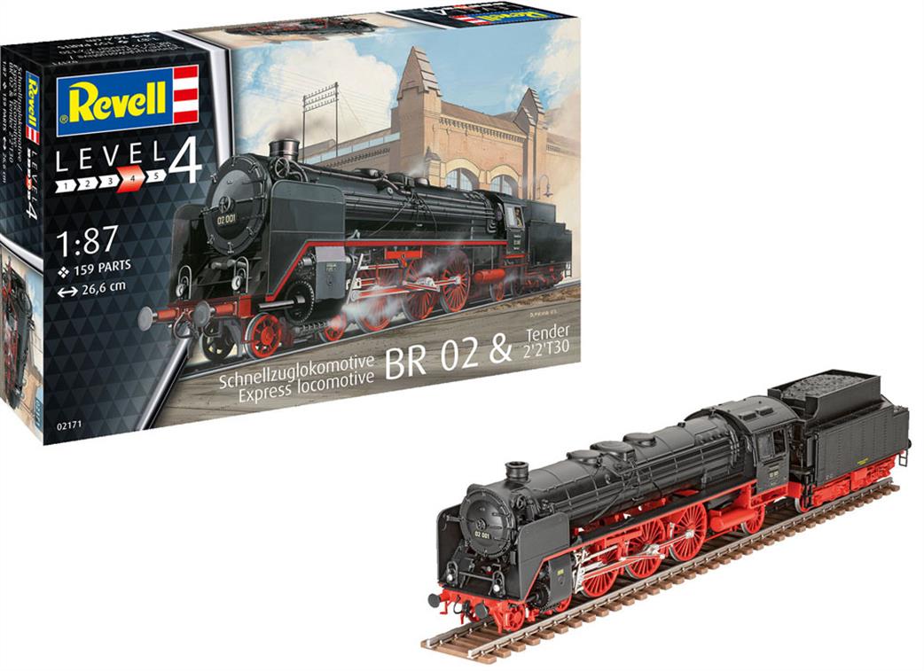 Revell 1/87 02171 Express Lok Br02 m. 2'2' T30 Steam Locomotive Kit