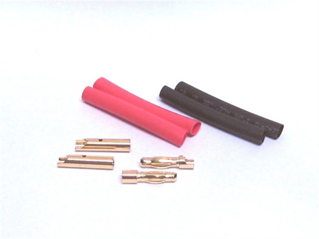 Logic RC  O-FS-GC04/02 4mm Gold Connectors with Heatshrink 2prs