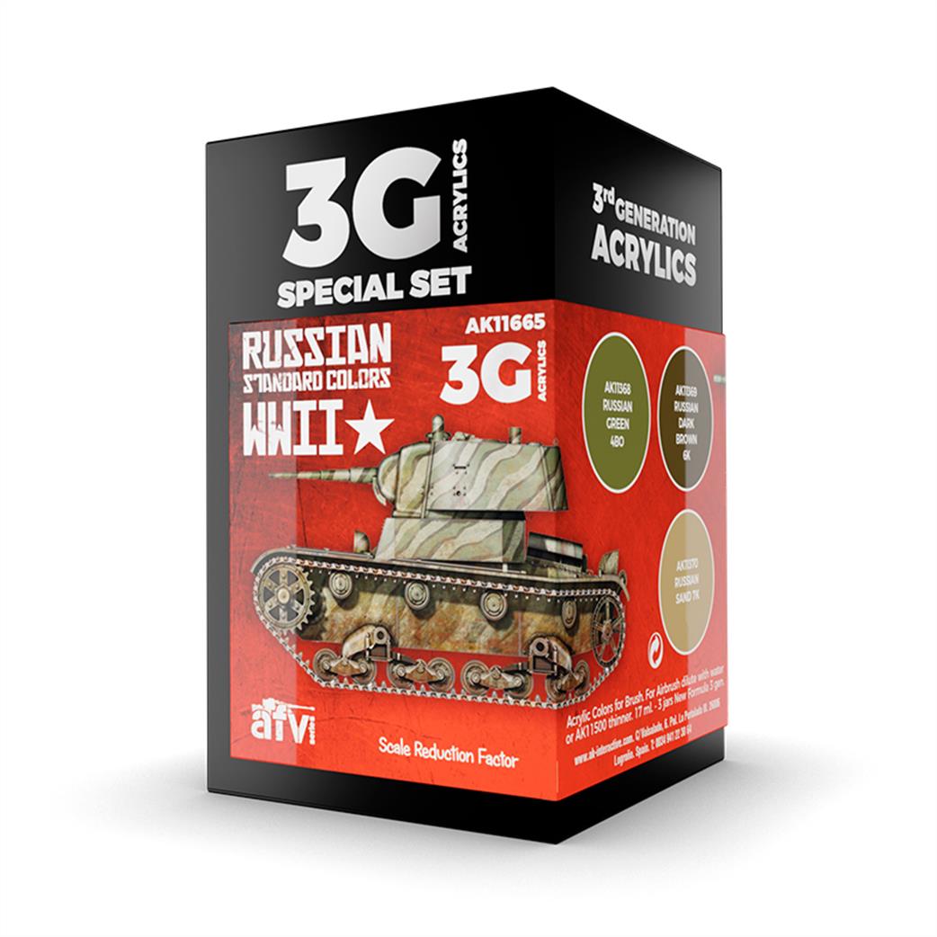 AK Interactive  AK11665 WW2 Russian Standard Color 3G Special Acrylic Paint Set
