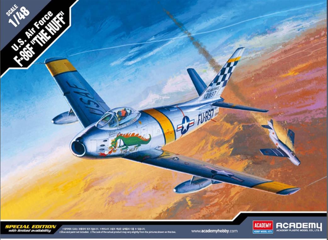 Academy 1/48 12234 USAF F-86F Sabre Fighter Jet The Huff Plastic Kit