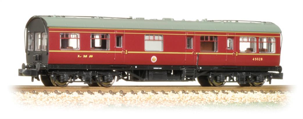 Graham Farish N 374-875 LMS 50ft Inspection Saloon LMS Lined Crimson Lake