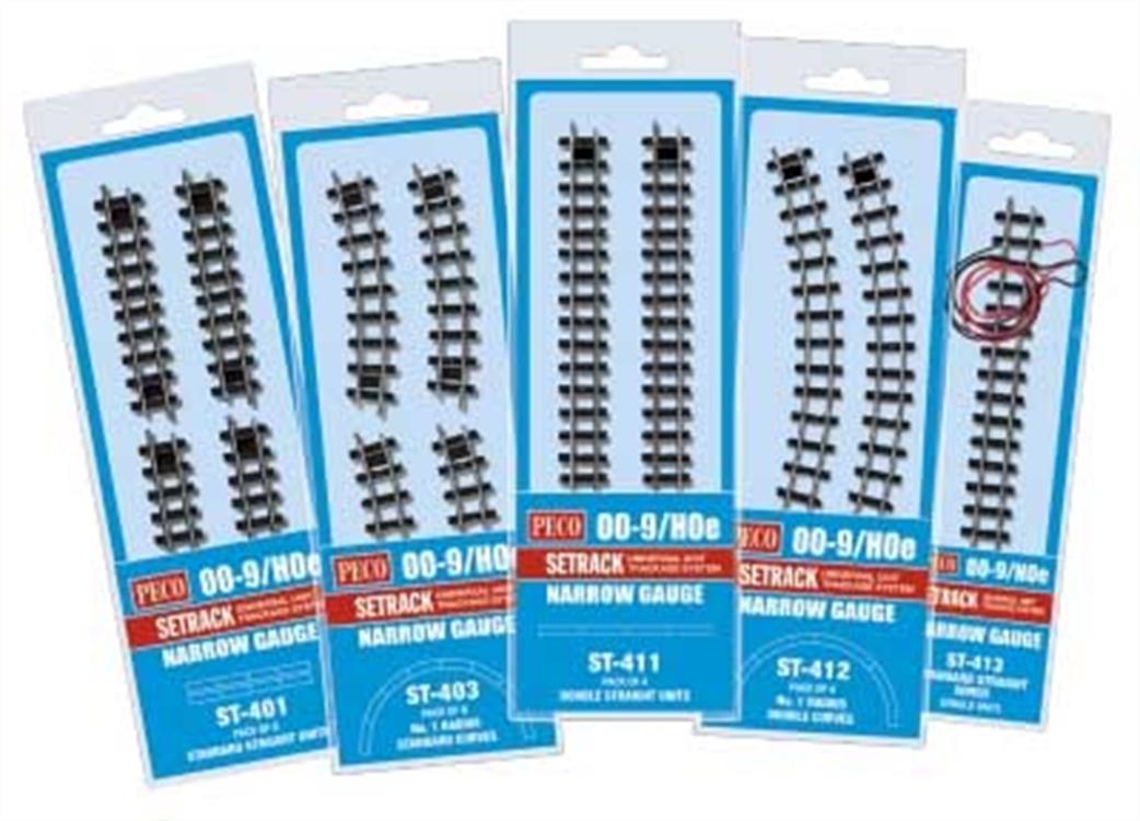 Peco OO9/HOe ST-403 Setrack Standard Curve 9in Radius Pack of 8