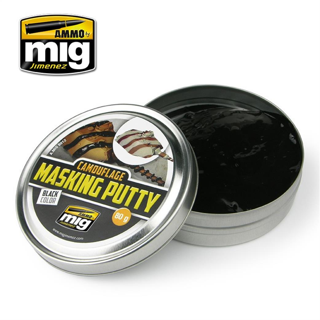 Ammo of Mig Jimenez  A.MIG-8012 Camouflage Masking Putty Black Colour 80g Tin