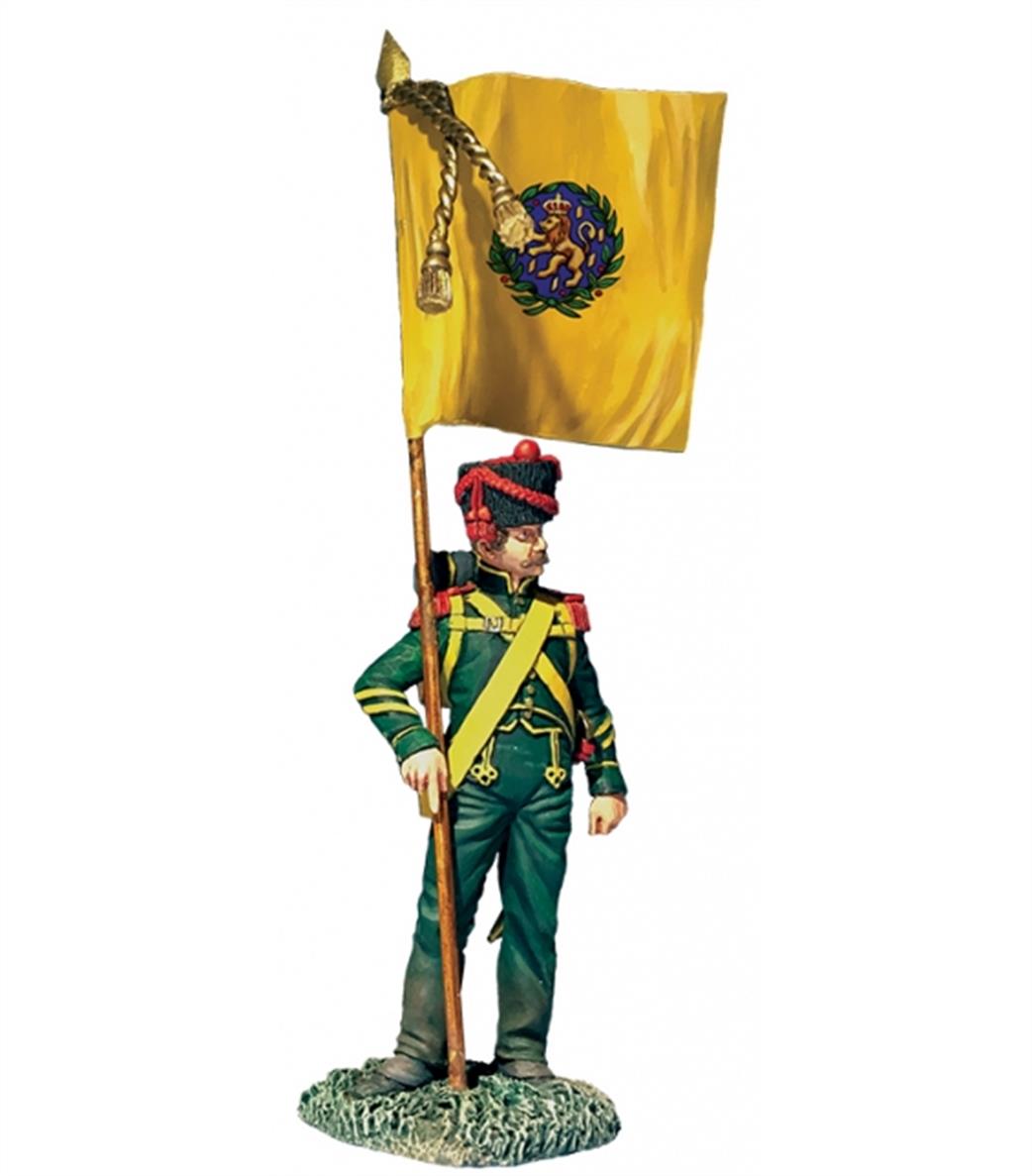 WBritain 54mm 36182 Nassau Grenadier with Regimental Colour 1815 Figure