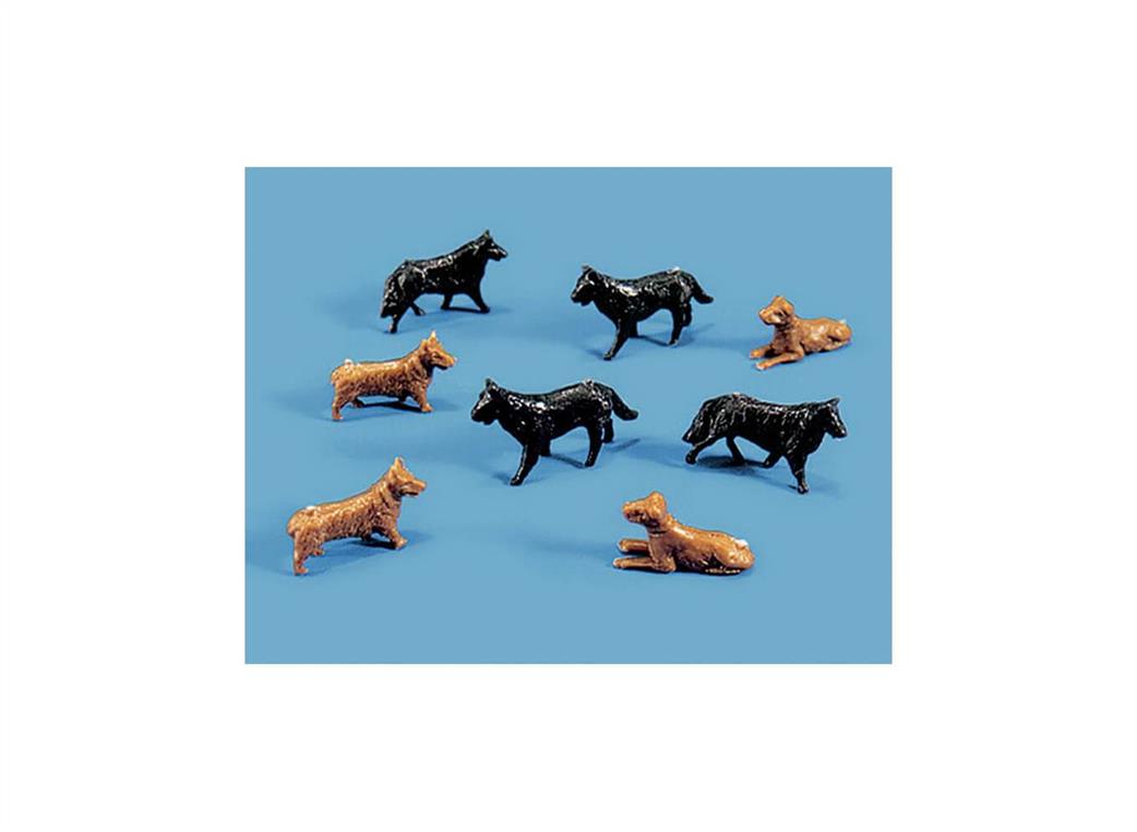 Peco Modelscene OO 5102 Pack of 8 Dogs