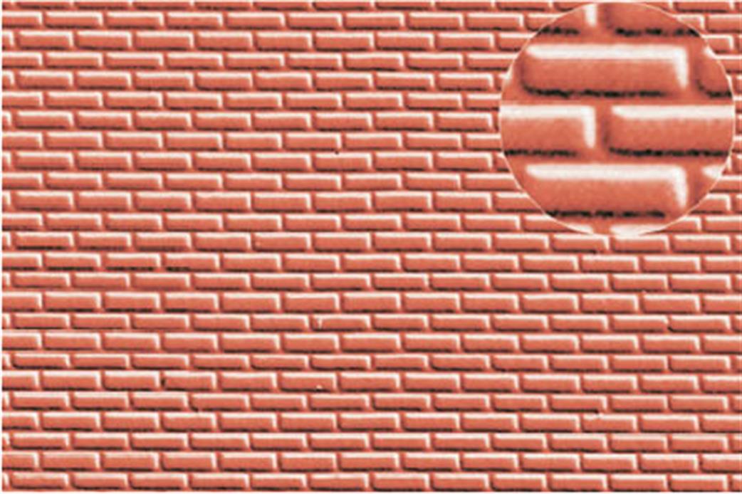 Slaters Plastikard OO 0401 Brick Walling 4mm Scale Embossed Plasticard Red