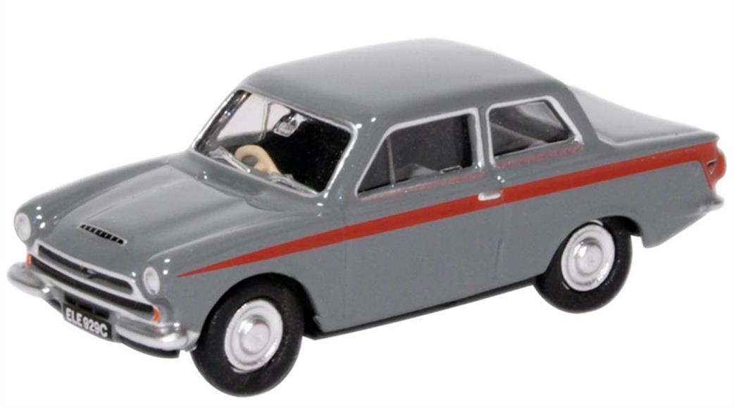 Oxford Diecast 1/76 76COR1008 Ford Cortina MkI Lombard Grey/Red