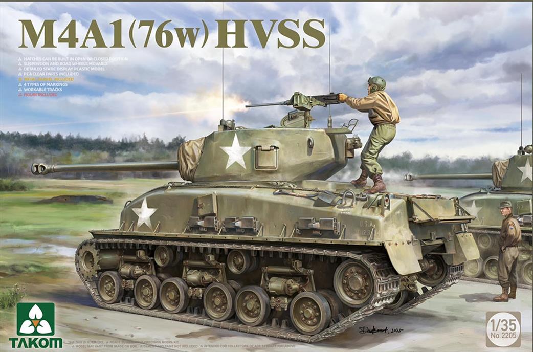 Takom 1/35 2205 Sherman M4A1 (76w) HVSS tank Kit