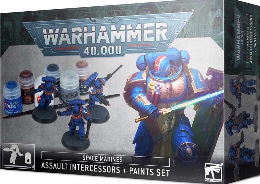 Games Workshop  60-11O Space Marines Assault Intercessors + Paint Set