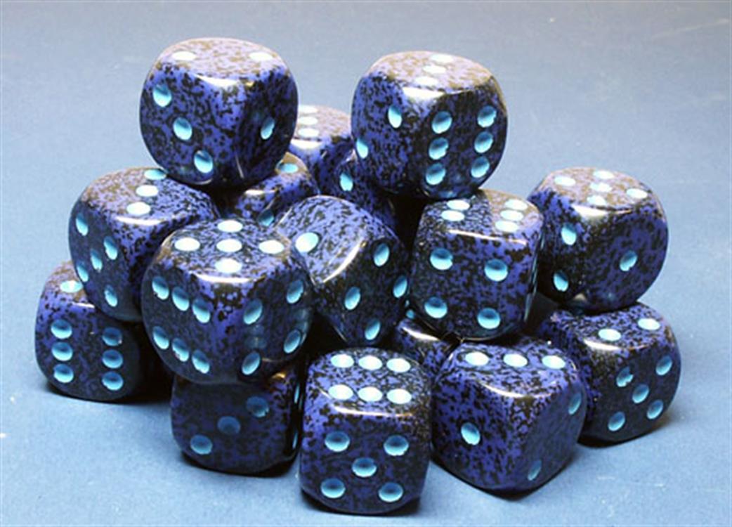 D&G  DSPS16C 16mm d6 Dice Cobalt Speckle with Pale Blue Spots