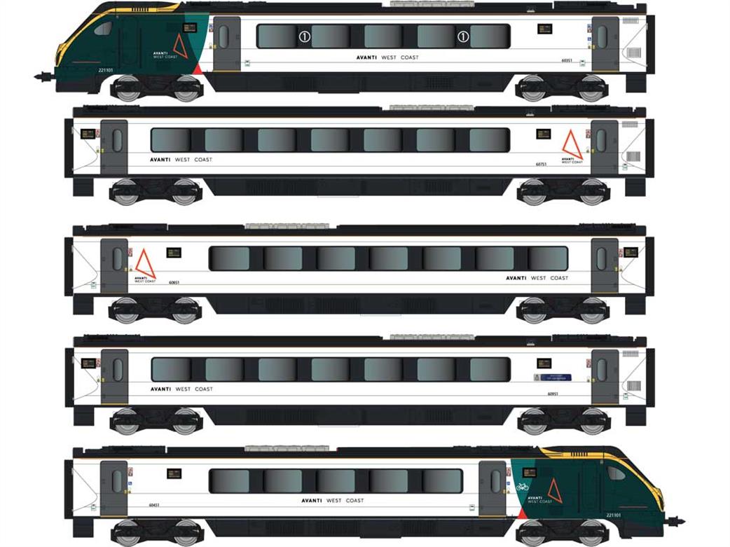 Dapol N 2D-023-004 Avanti West Coast 221101 Class 221 Super Voyager 5 Car Train