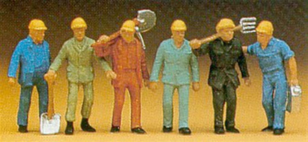 Preiser 1/87 14033 Walking Track Workers Pack of 6 Figures