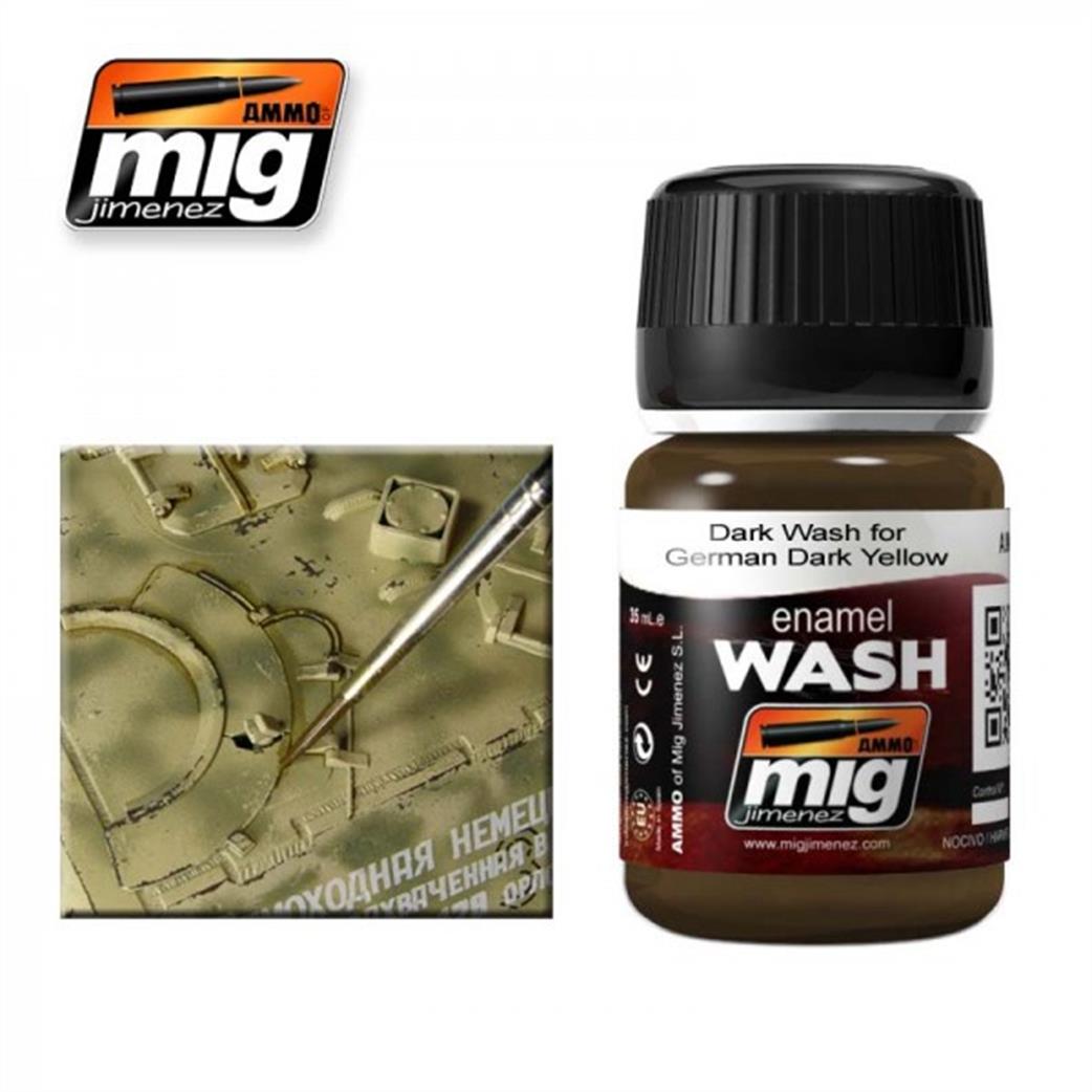 Ammo of Mig Jimenez  A.MIG-1000 Brown for German Dark Yellow Enamel Weathering Wash