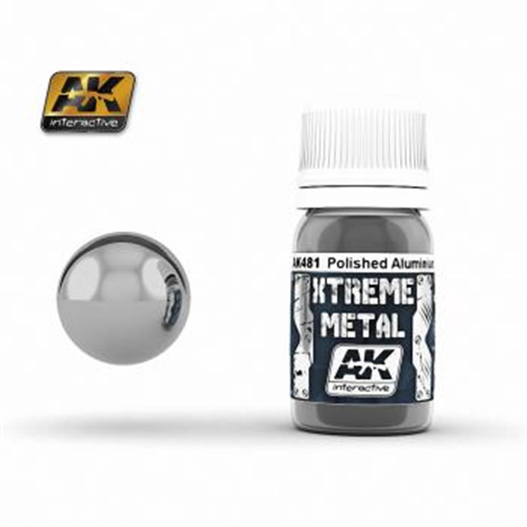 AK Interactive  AK481 Extreme Metal Paints Polished Aluminium Airbrush Color 30ml