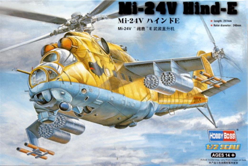 Hobbyboss 1/72 87220 Mi-24V Hind E Russian Attack Helicopter Kit