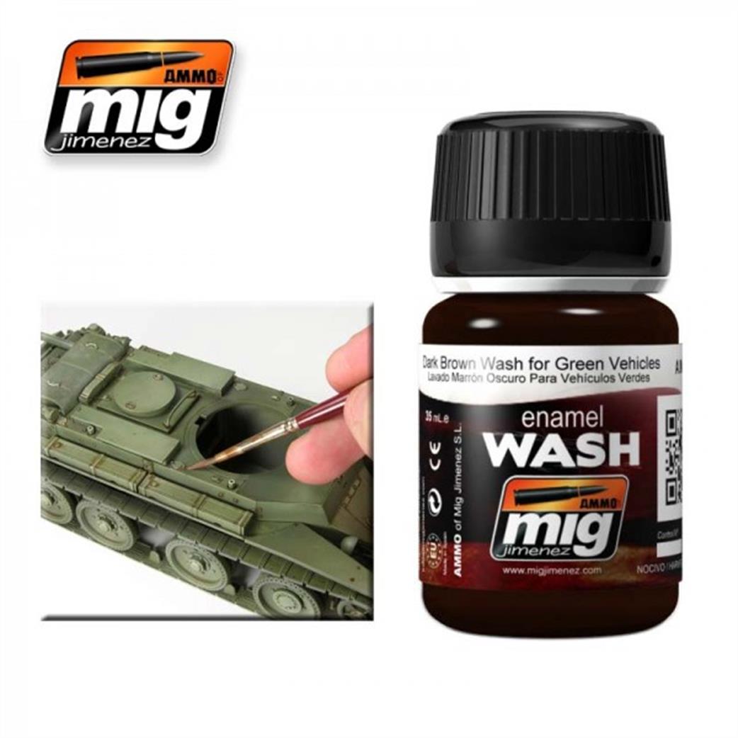 Ammo of Mig Jimenez  A.MIG-1005 Green Vehicles Enamel Weathering Wash 35ml