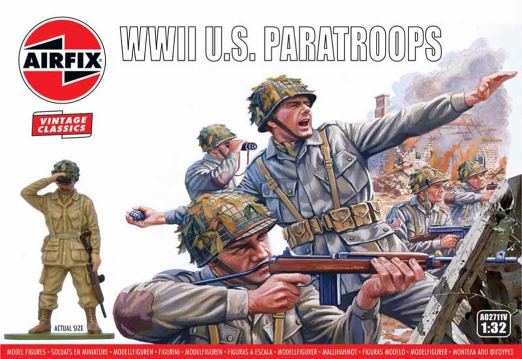 Airfix 1/32 A02711V US Paratroopers unpainted Plastic Figure Set