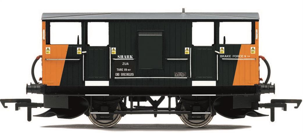 Hornby OO R60078 Loadhaul DB993826 ZUA Shark Ballast Plough Brake Van Loadhaul Black & Orange