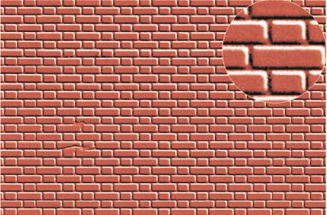 Slaters Plastikard OO 0407 Flemish Bond Brick Walling 4mm Scale Embossed Plasticard Red