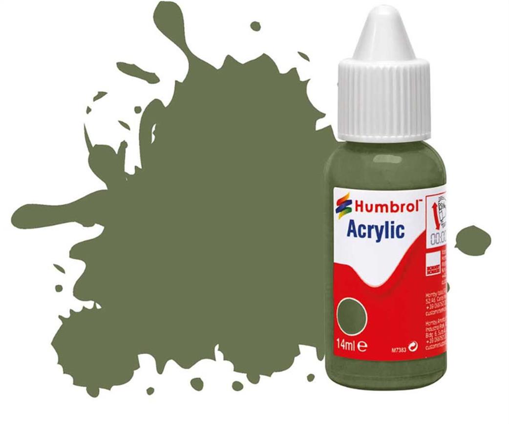 Humbrol  DB0102 102 Army Green Matt 14ml Acrylic Paint Dropper Bottle