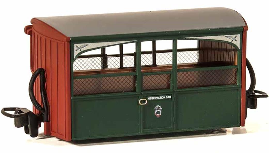 Peco OO9 GR-561 Open Sided Coach Festiniog 4 wheel Bug Box Narrow Gauge Passenger Coach Green