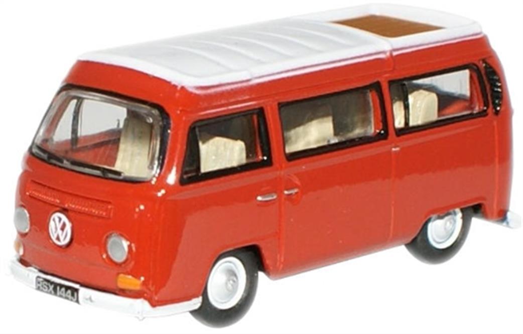 Oxford Diecast 1/76 76VW004 VW Camper Open, Senegal Red/White