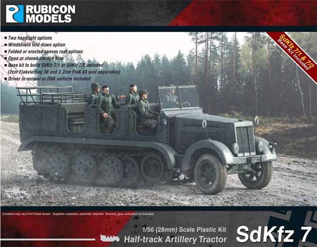 Rubicon Models 1/56 28mm 280065 German SdKfz 7 Half Track Artillery Tractor Plastic Kit