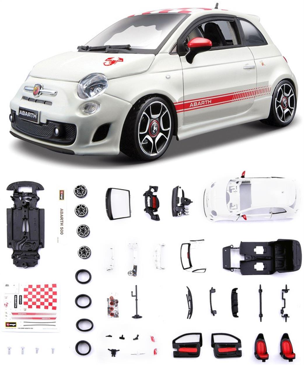 Burago 1/24 B18-25084 Abarth 500 2008 Diecast Metal Kit