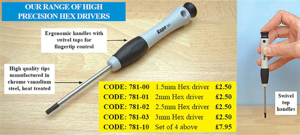 Expo  78101 2mm Hex Driver with Swivel Head