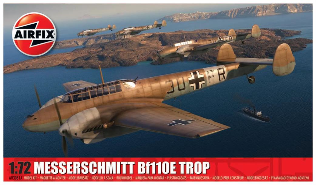 Airfix 1/72 A03081A Messerschmitt Bf110E/E-2 Trop WW2 Fighter Aircraft Kit