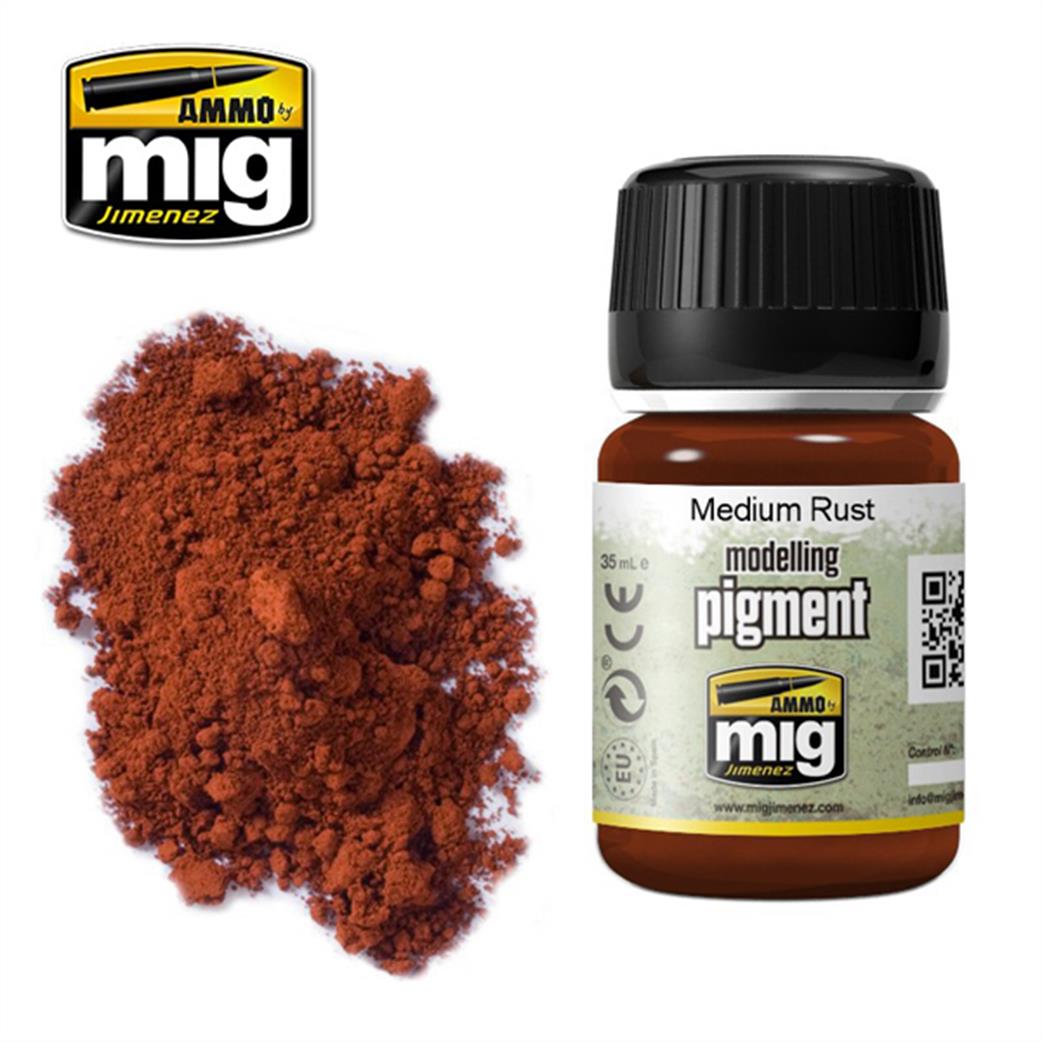 Ammo of Mig Jimenez  A.MIG-3005 Medium Rust Weathering Pigment 35ml Jar