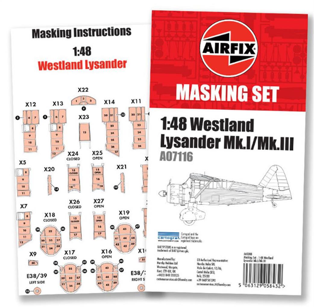 Airfix 1/48 A65008 Masking Set for Airfix A07116 Westland Lysander