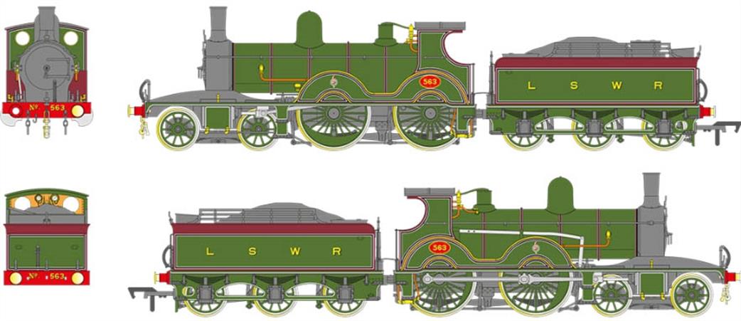 EFE OO E85030 LSWR Adam T3 4-4-0 563 LSWR Drummond Green