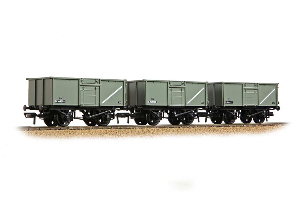 Bachmann OO 37-265 Pack of 3 BR 16ton Steel Mineral Wagons Grey