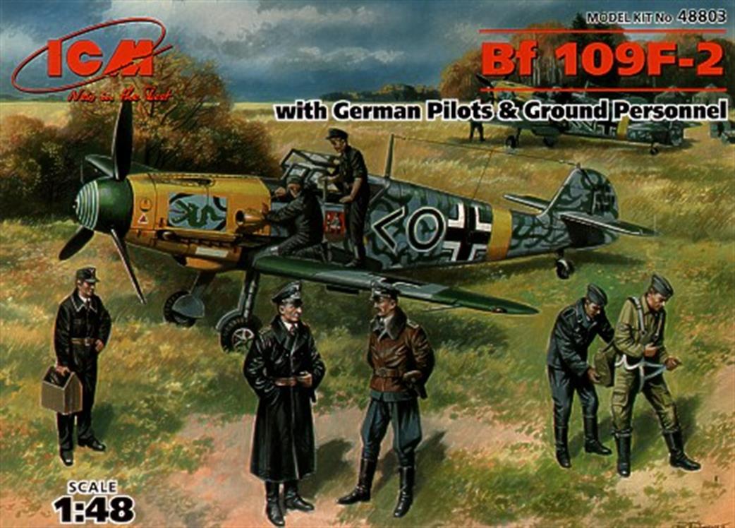 ICM 1/48 48803 Bf 109F-2 German WW2 Aircraft  With Pilots And Ground Crew